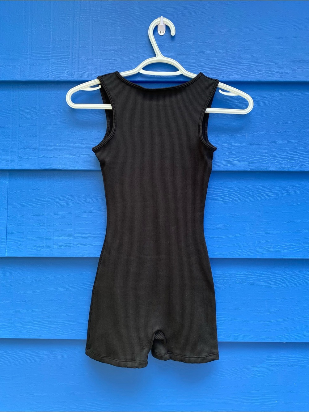 Black Ribbed One-Piece (Shorts/Tank Style) - Picture 2 of 5